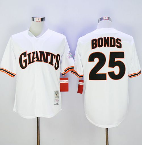 Mitchell And Ness 1989 Giants #25 Barry Bonds White Throwback Stitched MLB Jersey - Click Image to Close